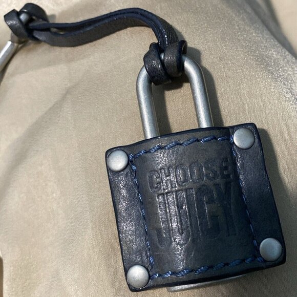 Vintage Y2K ♛Juicy Couture Black Terry Cloth Lock & Key Cross Body Shoulder Bag - Picture 8 of 15